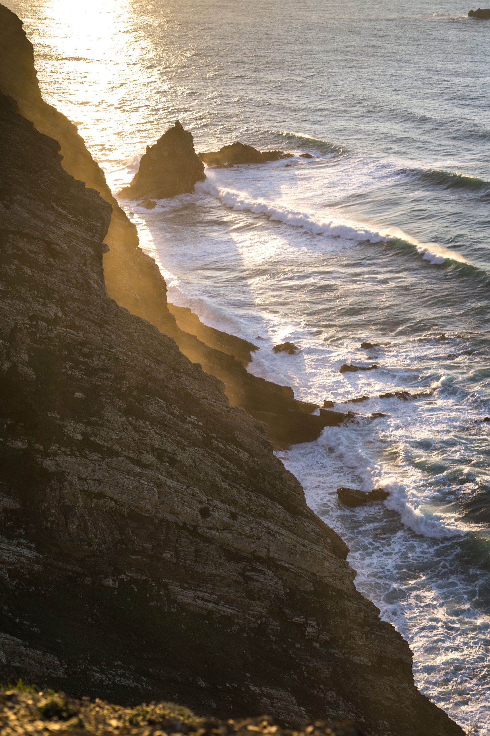 Warm light shining onto a cliff