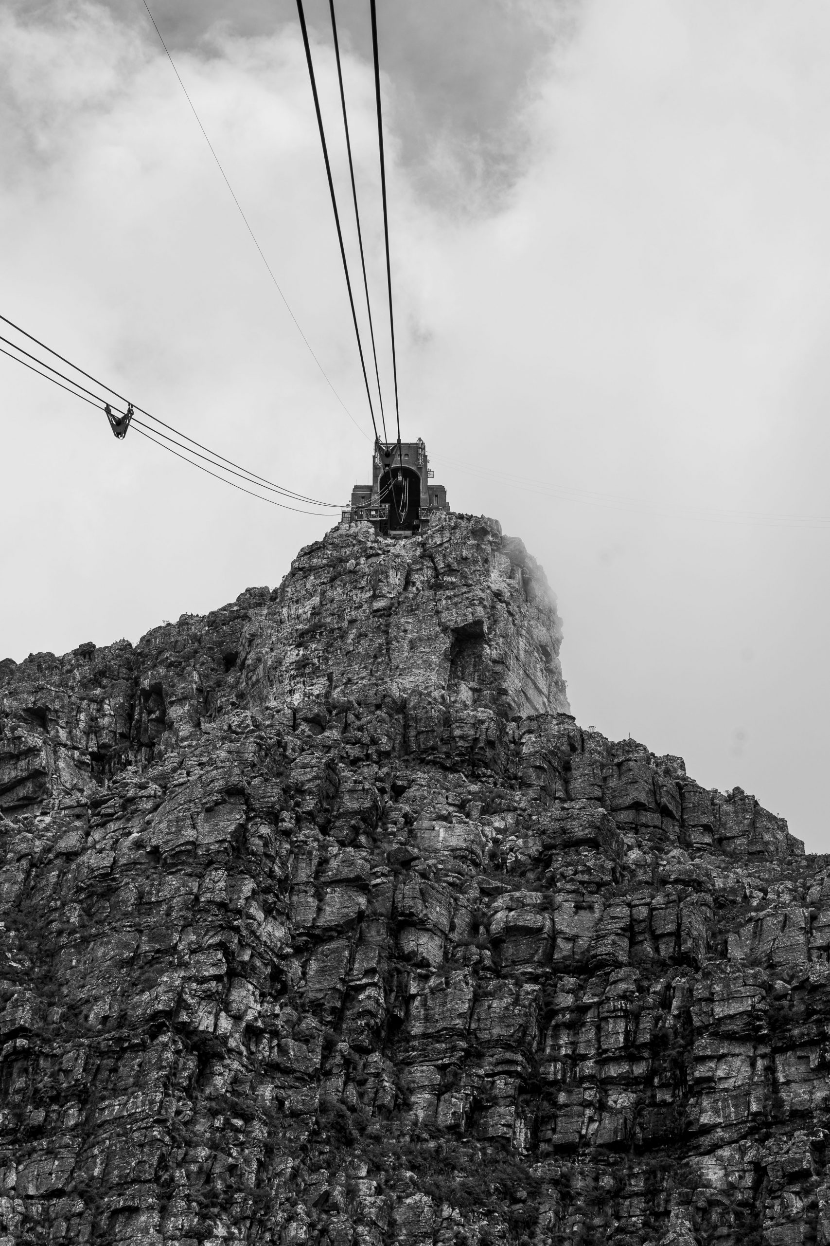 Cable car heading to Table Mountain
