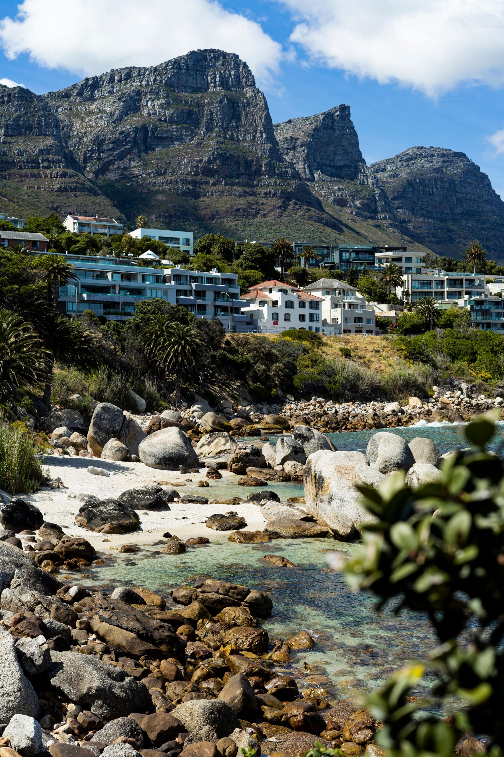 View to villas with Table Mountain in the background